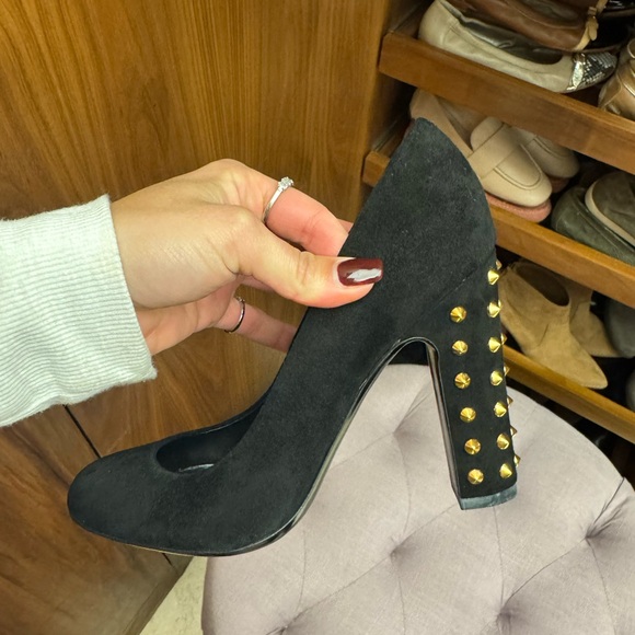 Gucci Black Heels with Gold Accents